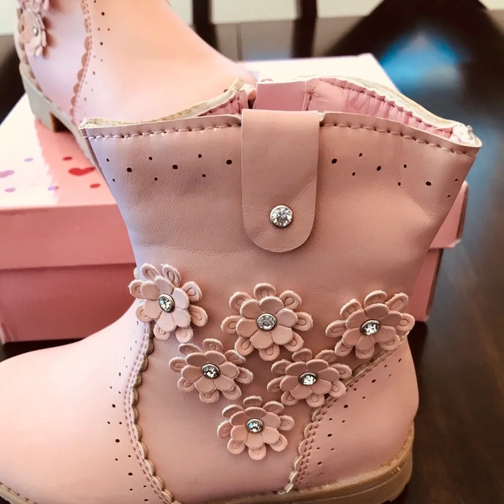 NEW Ameta Pink Bambi Floral Detail Boot
